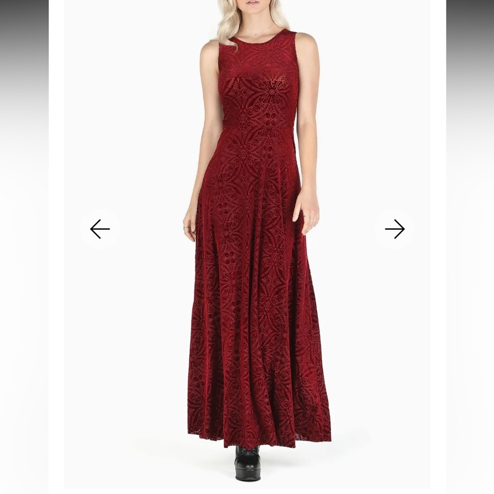 Blackmilk Burned Velvet Wine Princess Dress Limited- Size M